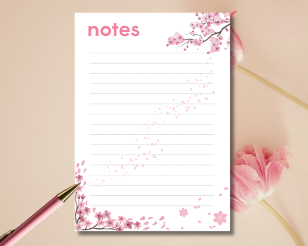 A5 Notepad with a Cherry Blossom Design