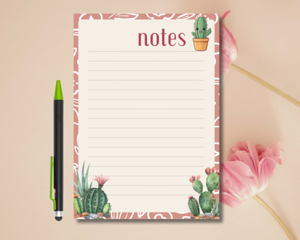 A5 Notepad with an Cacti  Design