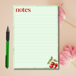 I adore the simplicity of this cherry-themed notepad. It has 50 A5 pages and is printed on 90gsm white paper.