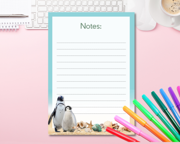 This penguin notepad was a special request and I thought it turned out just perfect. Penguins are such amazing animals. Another perfect secret Santa, Mother's day, or thank-you gift. It has 50 A5 pages and is printed on 90gsm white paper.