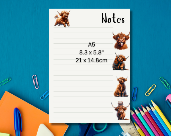 Who doesn't love a highland cow? This stunning little A5-sized notepad would make a perfect little thank-you gift or even just something for yourself to make you smile. It has 50 A5 pages and is printed on 90gsm white paper.