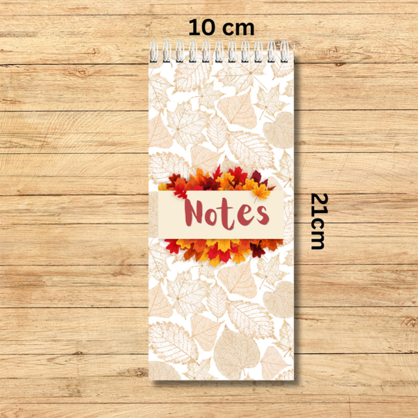 Autumn leaves themed spiral bound notebook 10cm x 21cm