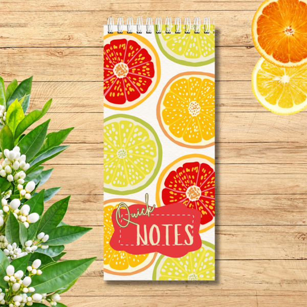 Notebook Spiral Bound 10cm x 21 cm Citrus Themed