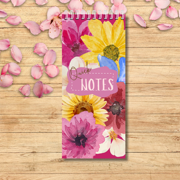 Notebook Spiral Bound 10cm x 21 cm bright floral themed