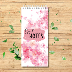 Notebook Spiral Bound 10cm x 21 cm pink floral theme