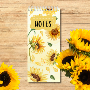 Notebook Spiral Bound 10cm x 21 cm sunflower theme