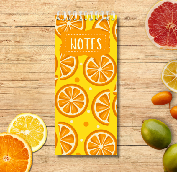 Notebook Spiral Bound 10cm x 21 cm Orange Slices Themed