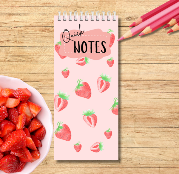 Notebook Spiral Bound 10cm x 21 cm Strawberry Themed