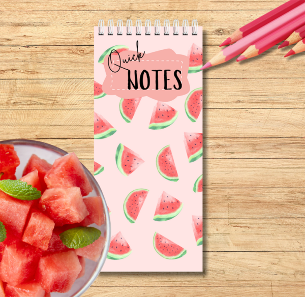 Notebook Spiral Bound 10cm x 21 cm watermelon themed