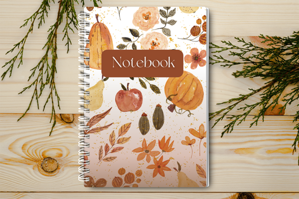 A4 / A5 Notebook Spiral Bound with autumn fruits and flowers on the cover