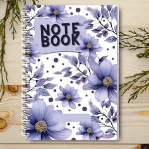 Our A4 or A5 Notebook Spiral Bound with blue flowers on the cover is handmade by a small business in Ballachulish, Scotland.