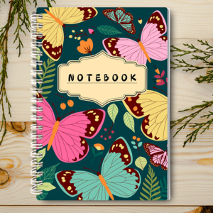 Our A4 or A5 Notebook Spiral Bound with a butterfly theme cover is handmade by a small business in Ballachulish, Scotland.