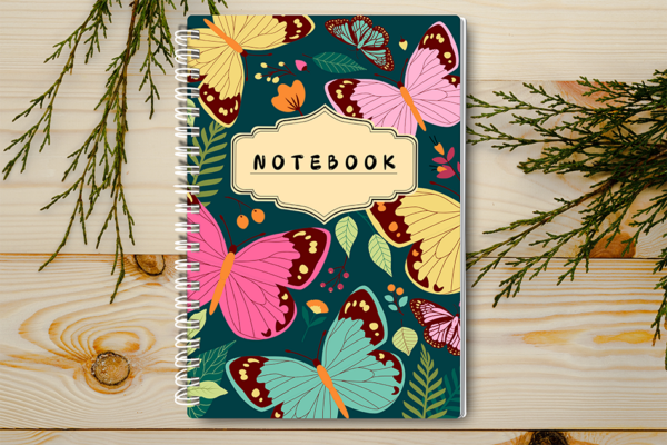 A4 / A5 Notebook Spiral Bound with a butterfly theme cover