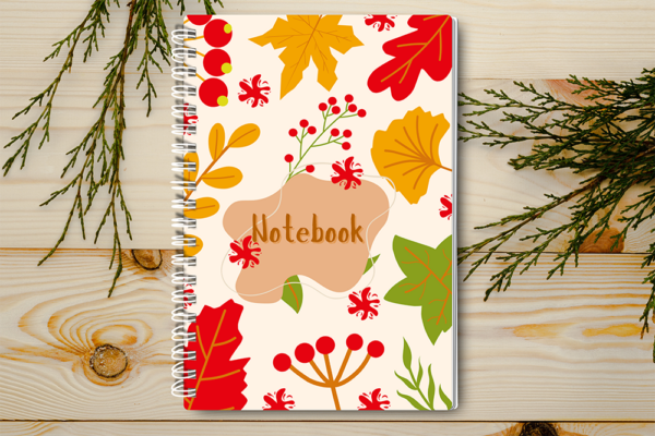 A4 / A5 Notebook Spiral Bound with a bright autumn leaves cover