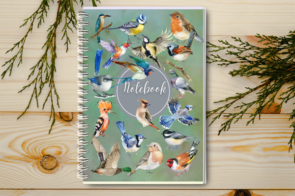 A4 / A5 Notebook Spiral Bound with Wild Birds on the cover