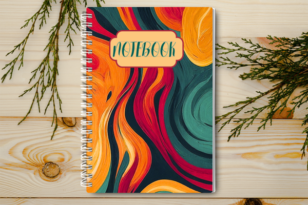 A4 / A5 Notebook Spiral Bound with flowing colours on the cover