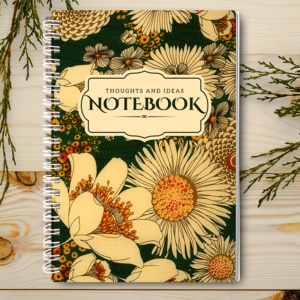 Our A4 or A5 Notebook Spiral Bound with a retro floral cover is handmade by a small business in Ballachulish, Scotland.