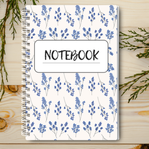 Our A4 or A5 Notebook Spiral Bound with a blue floral cover cover is handmade by a small business in Ballachulish, Scotland.