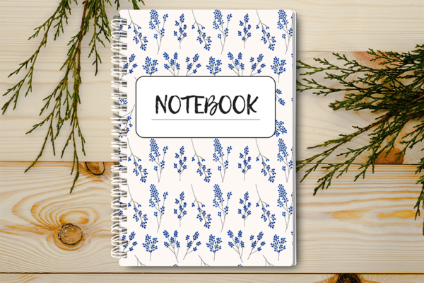 A4 / A5 Notebook Spiral Bound with a blue floral cover