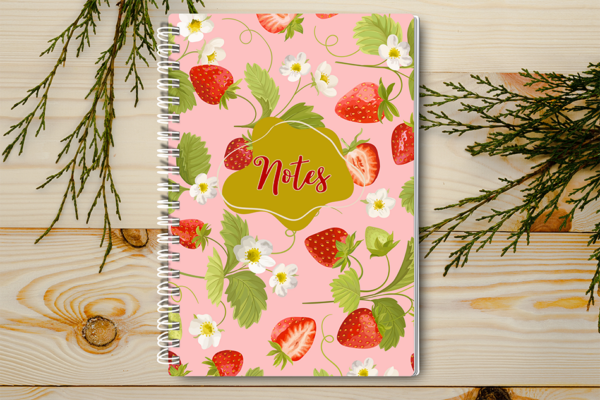 A4 / A5 Notebook Spiral Bound with Strawberries on the cover