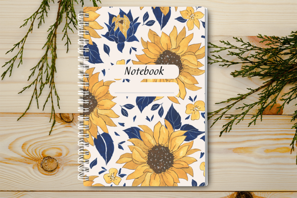 Our A4 or A5 Notebook Spiral Bound with sunflowers on the cover is handmade by a small business in Ballachulish, Scotland.