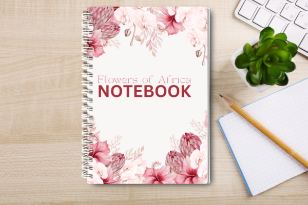 Our A4 or A5 Notebook Spiral Bound with a Pink Protea cover is handmade by a small business in Ballachulish, Scotland.