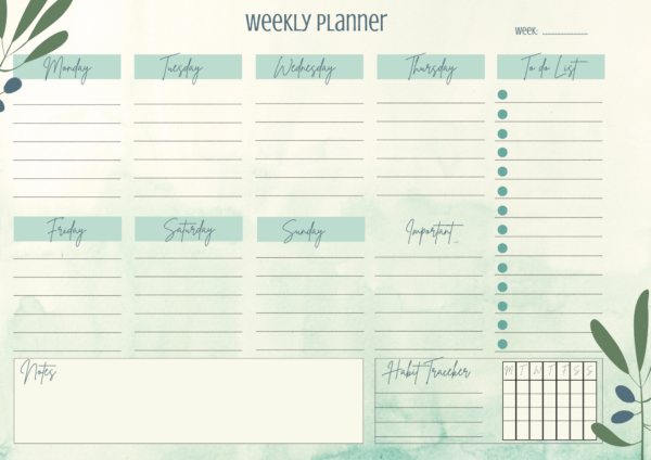 This botanical-themed planner is printed on A4 120gsm white paper, has 50 sheets, and also offers a space to track your habits. The perfect gift for anyone who likes to stay organised or any plant and flower lover.  It is a must-have for any desk.