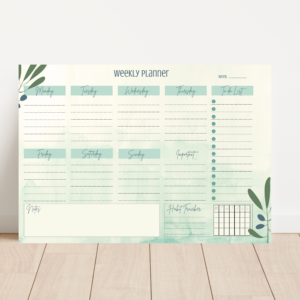 This botanical-themed planner is printed on A4 120gsm white paper, has 50 sheets, and also offers a space to track your habits. The perfect gift for anyone who likes to stay organised or any plant and flower lover.  It is a must-have for any desk.