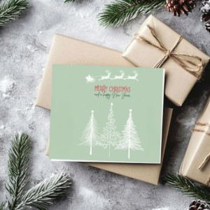 Three christmas trees christmas card square card