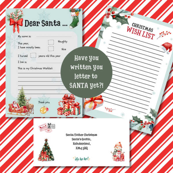 Have you been naughty or nice? Have you made your list? Our letter to Santa set has two pretty A4 pages and one printed DL envelope. Ideal set to make sure Santa knows what and where to deliver to!