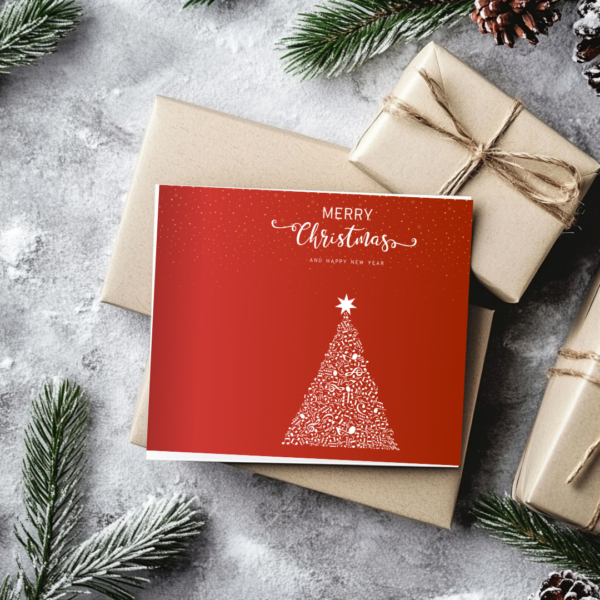 Christmas Card with Musical Christmas Tree - available in red or blue