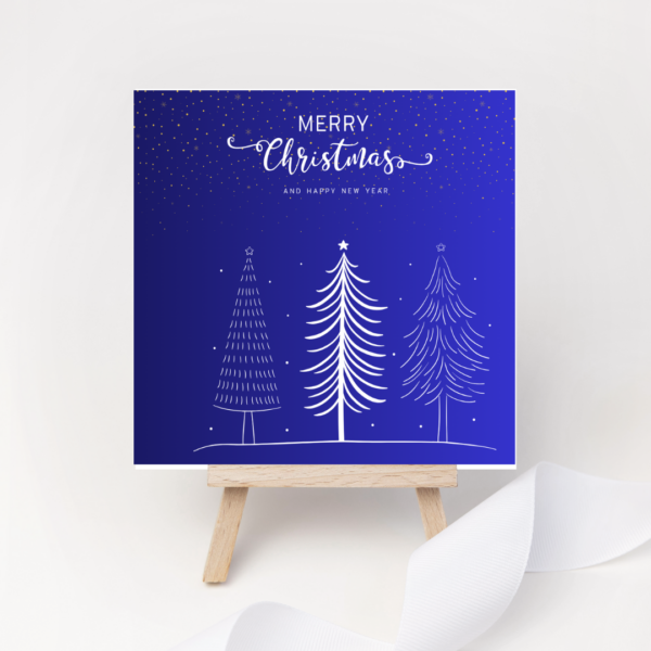 This simple, elegant card will look good in any room and bring lots of Christmas cheer.  Please choose between red or blue or order both. All our cards are designed and printed in Ballachulish, Scotland.