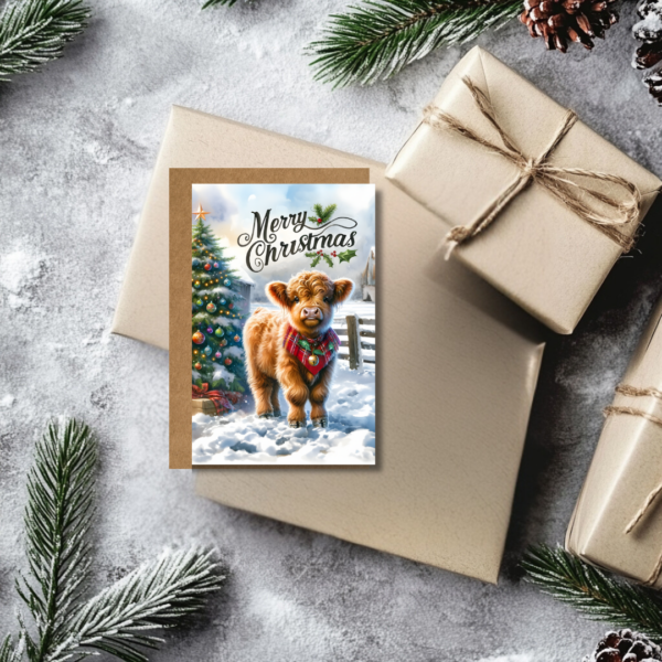 Highland Cow Christmas Card