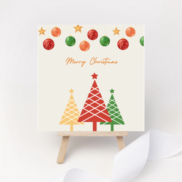 Christmas Card with Three colourful trees