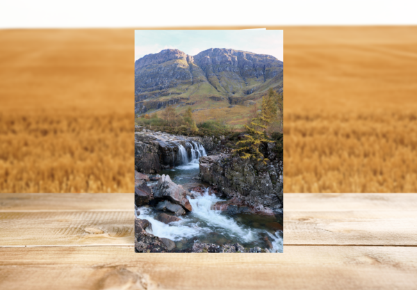 Glencoe Waterfall Greeting Card, photograph by Maresa Sinclair