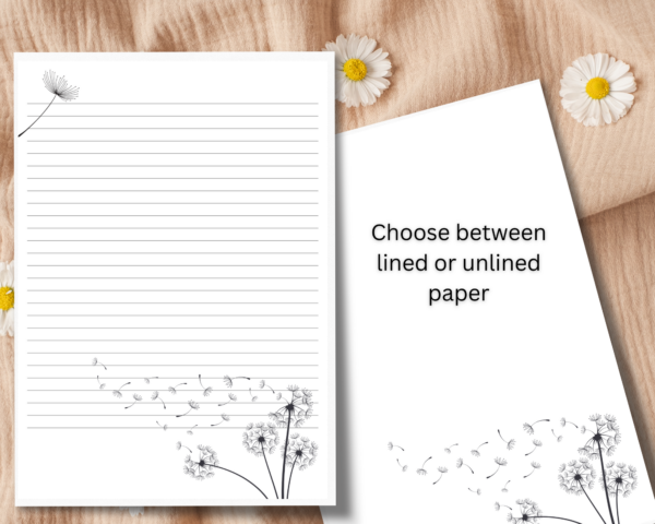 Dandelion Letter Writing Paper and Envelopes Set