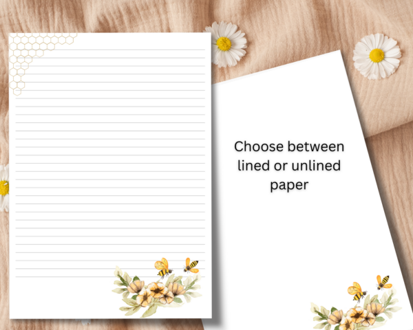 Honey bee letter writing set with 20 sheets of a4 paper and 10 printed DL envelopes