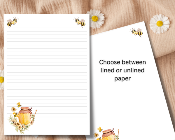 Bees and Honey Stationary set with 20 A4 writing papers and 10 printed DL Envelopes