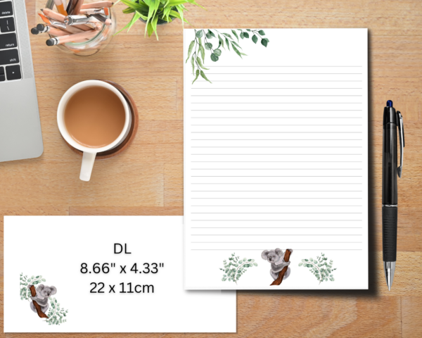 Koala Bear stationary set with 20 letter writing pages and 10 printed envelopes