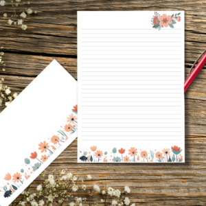 Floral writing set, wildflowers, flowers writing paper, writing paper with flowers,