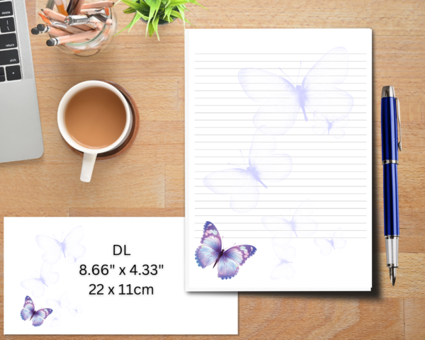 Butterfly Writing Paper Set with 20 Writing sheets and 10 printing DL envelopes