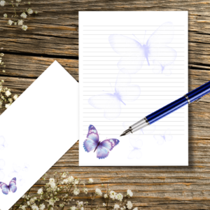 Butterfly Writing Paper Set with 20 Writing sheets and 10 printing DL envelopes