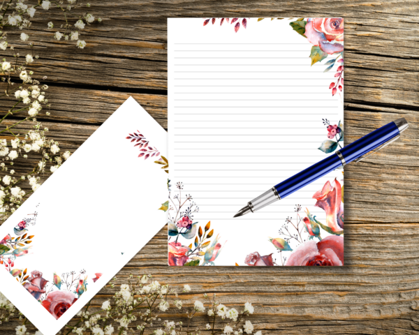 Pink Floral Letter Writing Paper Set