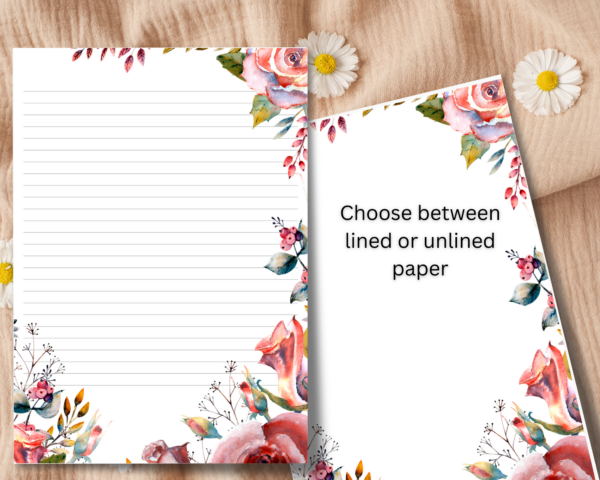 Pink Floral Writing Paper Set with 20 sheets of A4 writing paper and 10 DL envelopes