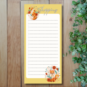 Fox themed magnetic shopping list notepad