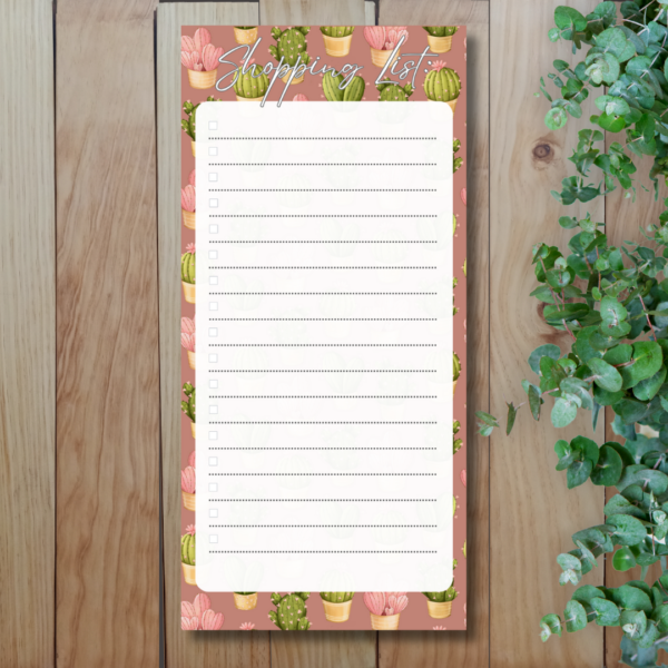 Magnetic Shopping List Pad  Cactus