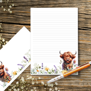 Highland Cow Letter Writing Paper and Envelopes