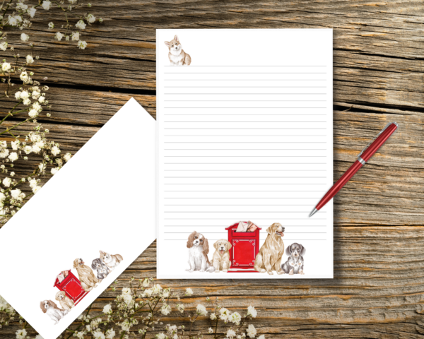 Doggy Themed Letter Writing Paper and Envelopes