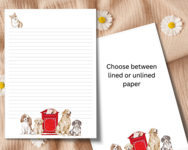 Dogs at post box letter writing set